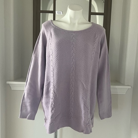 Red Crewneck Sweater Misty Lavender Pullover Plus Size XXL New with Tag - Picture 6 of 11